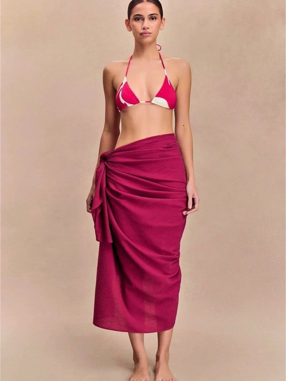 MESHKI Evie Cotton Sarong - Wine